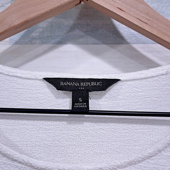 Banana Republic Textured Puff 3/4 Sleeve Top White Relaxed Fit Womens Small - Picture 5 of 7